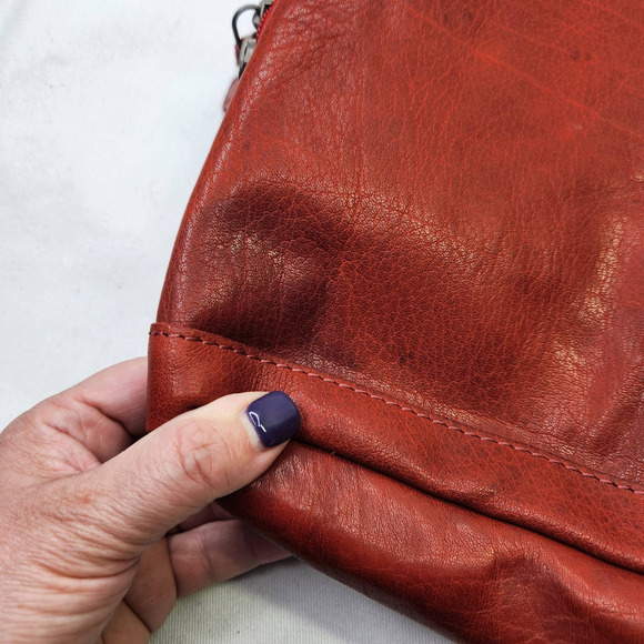 Jack Georges American Brand Leather Backpack Voyager Style Red Backpack Purse - Picture 4 of 12